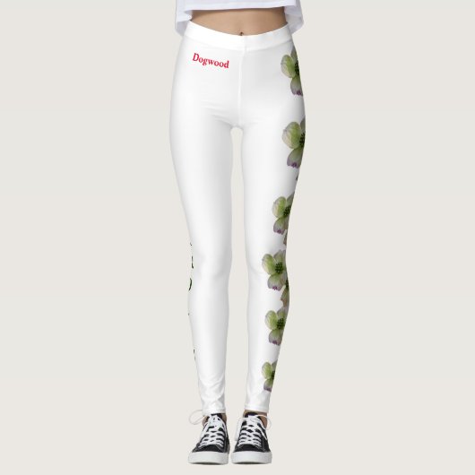 White North Carolina State Flower Dogwood Leggings (Voorkant)