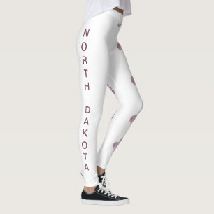 White North Dakota State Flower Wild Roos Leggings