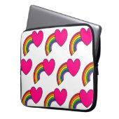 White notebook Hoesje met roze harten en regenboge Laptop Sleeve (Voorkant Links)