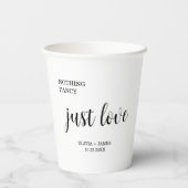 White Nothing Fancy Just Love Wedding Papieren Bekers (Achterkant)