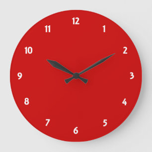 White Number Clock Face met Red  Grote Klok