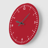 White Number Clock Face op Dark Red Grote Klok (Hoek)