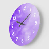 White Numbers Purple Sky Wall Clock Grote Klok (Hoek)