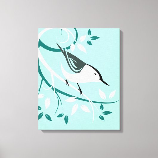 White Nuthatch Bird Art Canvas Afdruk (Voorkant)
