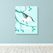 White Nuthatch Bird Art Canvas Afdruk (Insitu (Houten vloer))