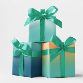 White Ocean Blue Oranje en Light Blauwgroen Ombre  Inpakpapier Vel