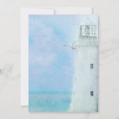 White Ocean Lighthouse Wedding Kaart (Achterkant)