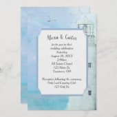 White Ocean Lighthouse Wedding Kaart (Voorkant / Achterkant)