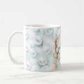 White Ocean Seafoam Blue Shells Pearls Koffiemok (Links)