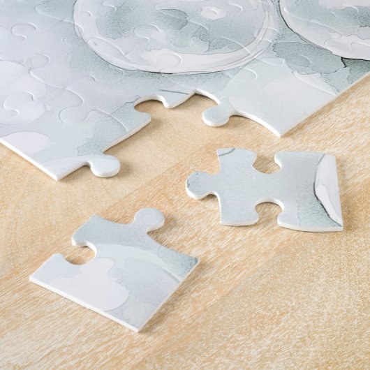 White Ocean Seafoam Blue Shells Pearls Legpuzzel (Zijkant)