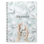 White Ocean Seafoam Blue Shells Pearls Notitieboek (Voorkant)