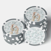 White Ocean Seafoam Blue Shells Pearls Poker Chips (Opstapeling)