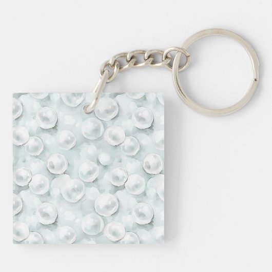 White Ocean Seafoam Blue Shells Pearls Sleutelhanger (Achterkant)