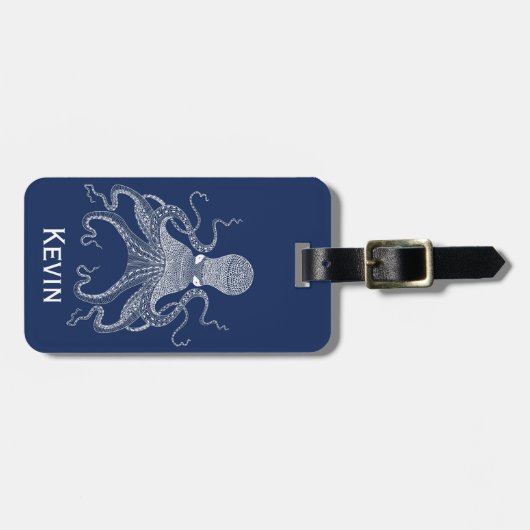 White Octopus Bagagelabel (Voorkant horizontaal)