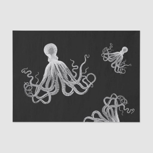 White Octopus Black Tissue Paper Tissuepapier (Voorkant)