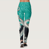 White Octopus Blauwgroen  Map Leggings (Achterkant)