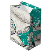 White Octopus  Map Blauwgroen Medium Cadeauzakje (Voorkant Gekanteld)