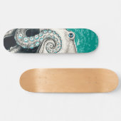 White Octopus  Map Blauwgroen Persoonlijk Skateboard (Horizontaal)