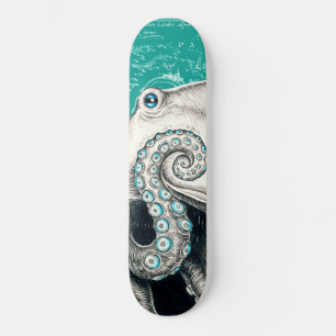 White Octopus Map Blauwgroen Persoonlijk Skateboard