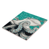 White Octopus  Map Blauwgroen Tegeltje (Zijkant)