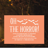 White Oh The Horror Halloween Party Invite Kaart