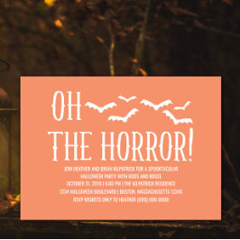 White Oh The Horror Halloween Party Invite Kaart