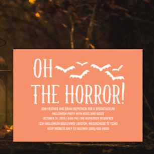 White Oh The Horror Halloween Party Invite Kaart