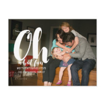 White Oh What Fun Holiday Photo Briefkaart