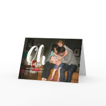 White Oh What Fun Holiday Photo Wenskaart