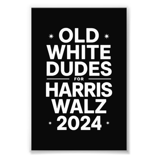 White Old Dudes voor Harris Walz Democratische Pol Foto Afdruk (Voorkant)