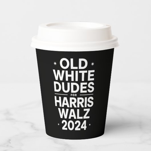 White Old Dudes voor Harris Walz Democratische Pol Papieren Bekers (Voorkant)