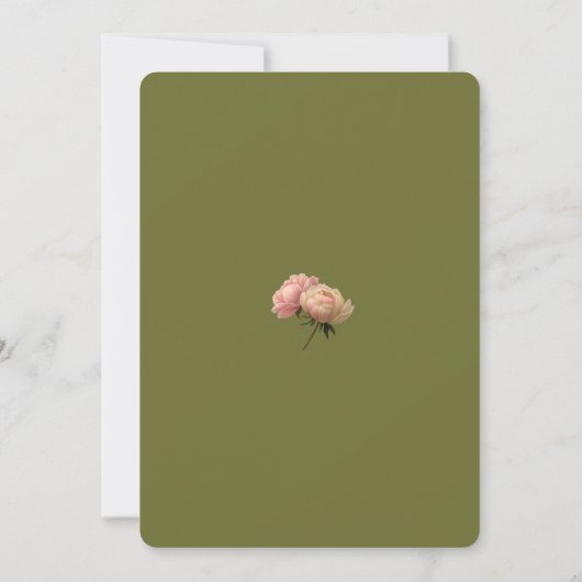 White & Olive | Blush Rose Wedding Invitation Kaart (Achterkant)