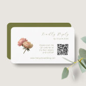 White & Olive | Chic Rose Wedding RSVP QR Code Informatiekaartje