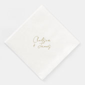 White & Olive Green Script Minimalistische bruilof Servet (Hoek)