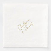 White & Olive Green Script Minimalistische bruilof Servet (Voorkant)