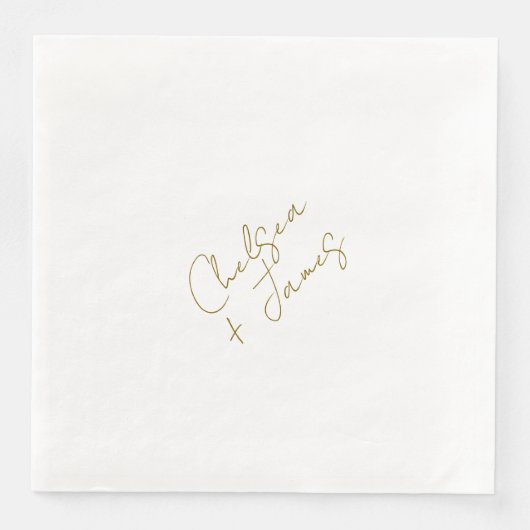 White & Olive Green Script Minimalistische bruilof Servet (Voorkant)