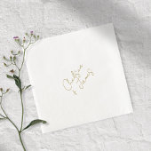 White & Olive Green Script Minimalistische bruilof Servet