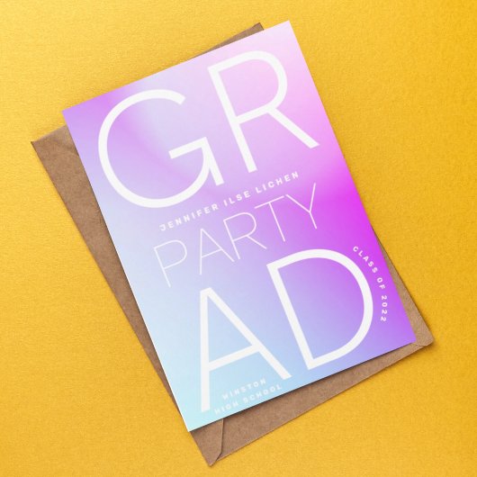 White Ombre Modern Minimum voor High School Afstud Kaart