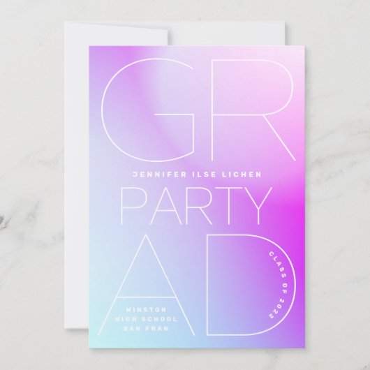 White Ombre Modern Minimum voor High School Afstud Kaart (Voorkant)