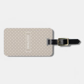 White On Beige Polka Dots Pattern With Custom Name Bagagelabel (Voorkant horizontaal)