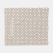 White On Beige Polka Dots Pattern With Custom Name Fleece Deken (Voorkant (Horizontaal))