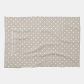 White On Beige Polka Dots Pattern With Custom Name Theedoek (Horizontaal)