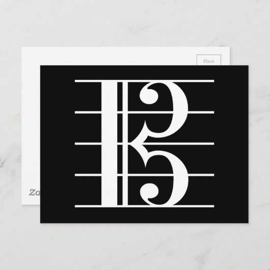 White-on-Black Alto Clef Briefkaart (Voorkant / Achterkant)
