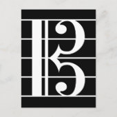 White-on-Black Alto Clef C-Clef Viola Music Briefkaart (Voorkant)