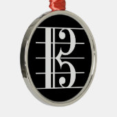 White-on-Black Alto Clef Metalen Ornament (Rechts)