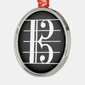 White-on-Black Alto Clef Metalen Ornament (Links)