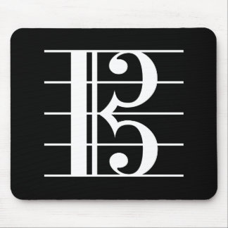 White-on-Black Alto Clef Muismat