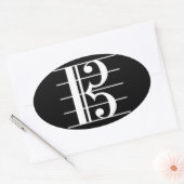White-on-Black Alto Clef Ovale Sticker (Envelop)