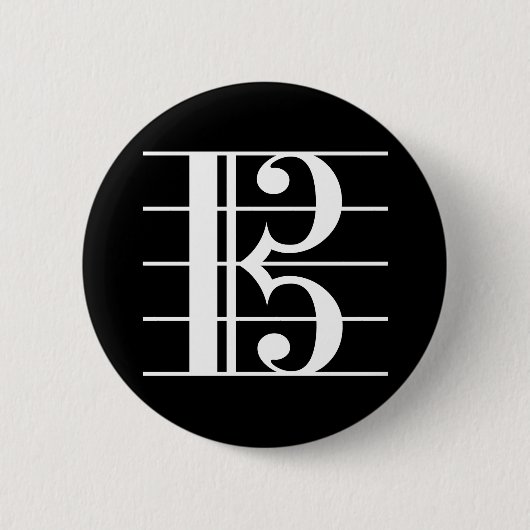 White-on-Black Alto Clef Ronde Button 5,7 Cm (Voorkant)