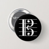 White-on-Black Alto Clef Ronde Button 5,7 Cm (Voorkant /achterkant)